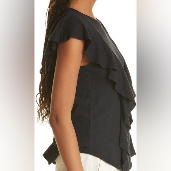 NWT Ted Baker London Kathley Ruffle Cotton & Linen Slub Top size 1 - Picture 3 of 9